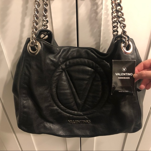 Black Valentino double handle leather shoulder bag - Picture 2 of 8